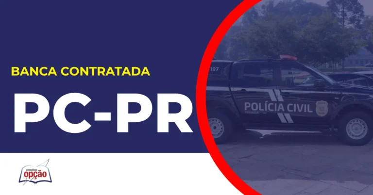 Imagem com fundo azul divulgando o Concurso PC PR 2026