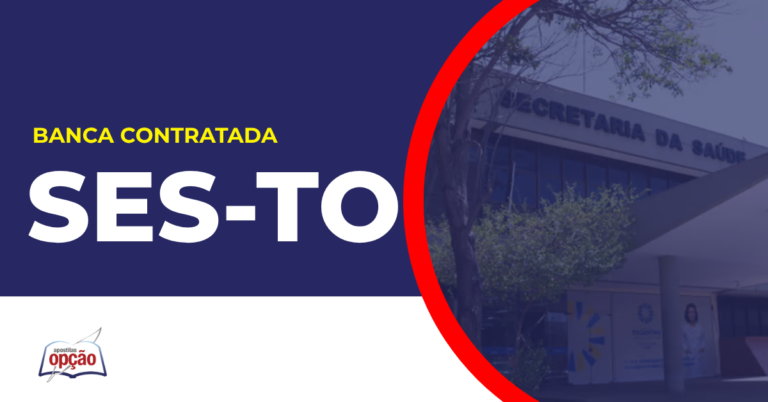 Imagem com fundo com azul divulgando o Concurso SES TO