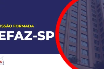 Imagem com fundo azul divulgando o Concurso Sefaz SP