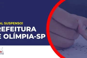Imagem com fundo azul divulgando o Concurso Prefeitura de Olímpia SP