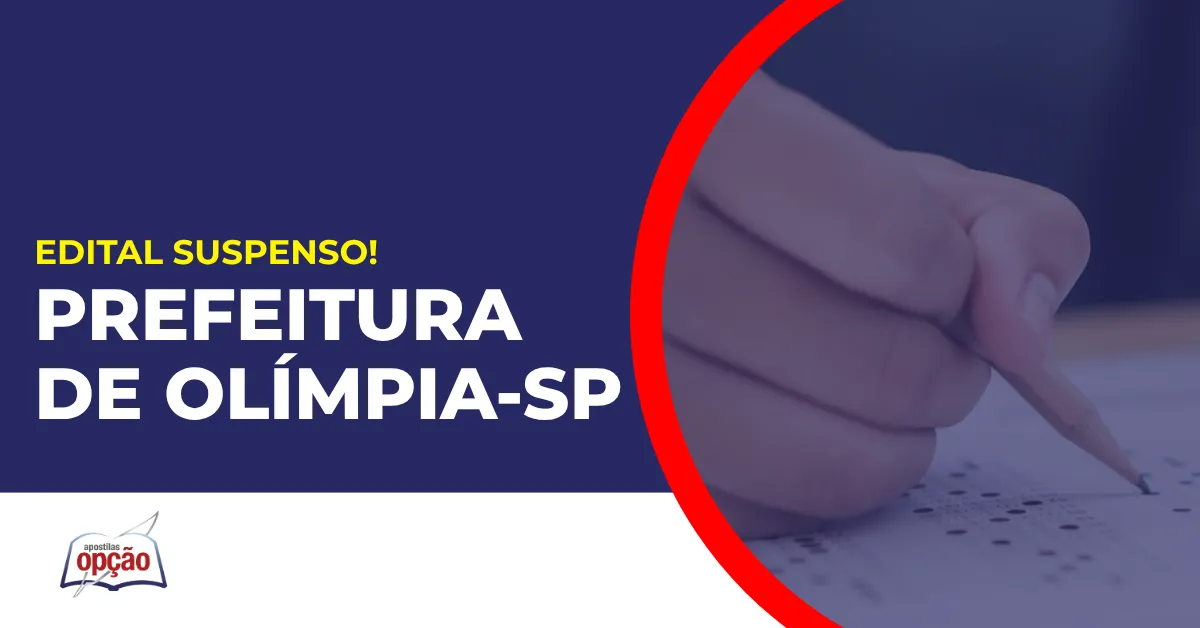 Imagem com fundo azul divulgando o Concurso Prefeitura de Olímpia SP