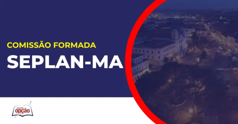 Imagem com fundo azul divulgando o Concurso Seplan MA 2026