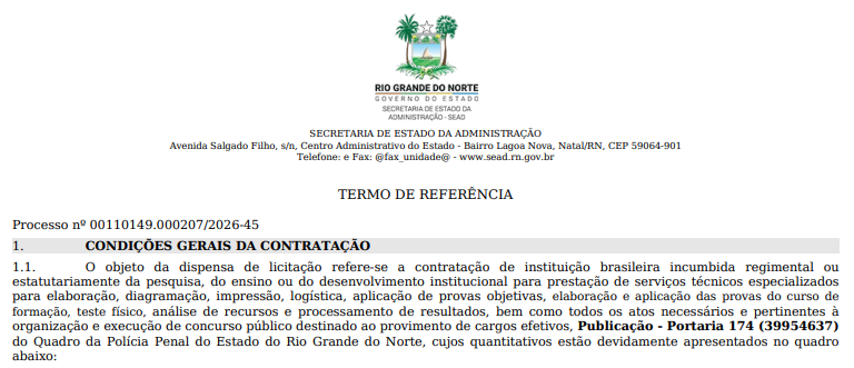 Concurso Polícia Penal RN: Banca contratada! 300 vagas!