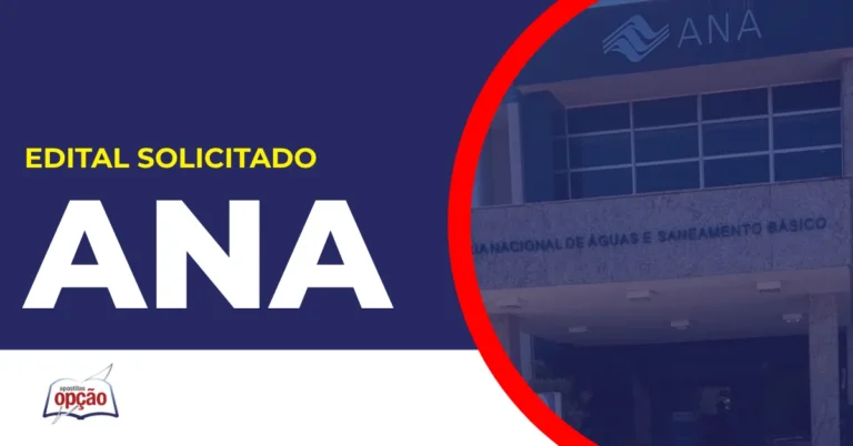 Imagem com fundo azul divulgando o Concurso ANA