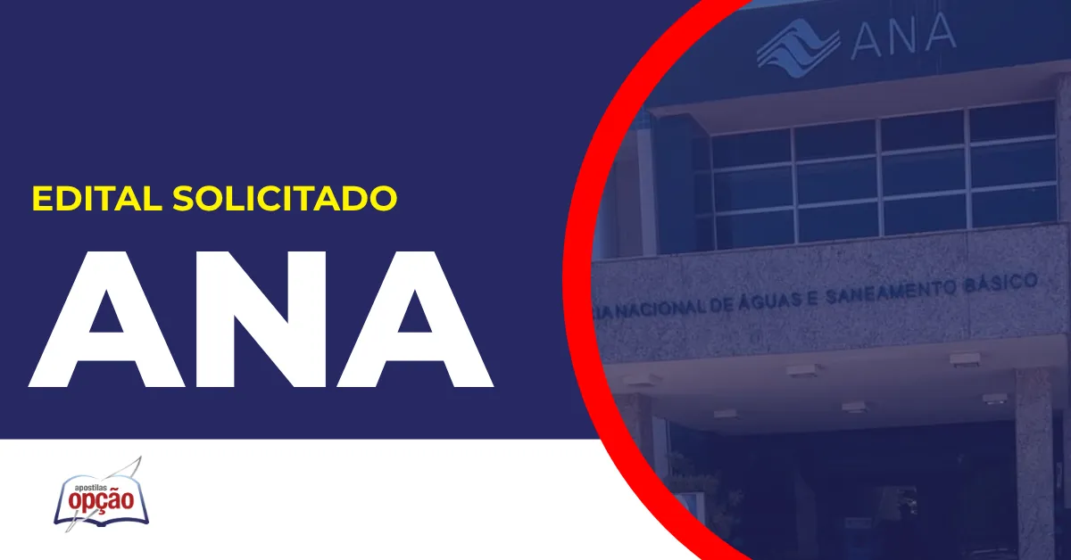 Imagem com fundo azul divulgando o Concurso ANA