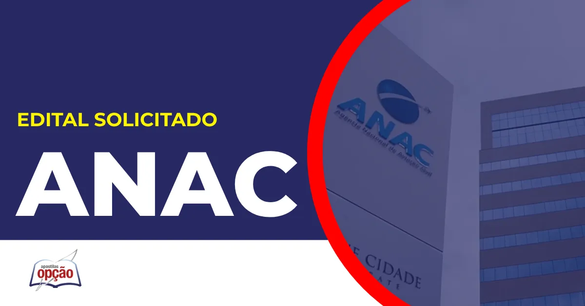 Imagem com fundo azul divulgando o Concurso ANAC