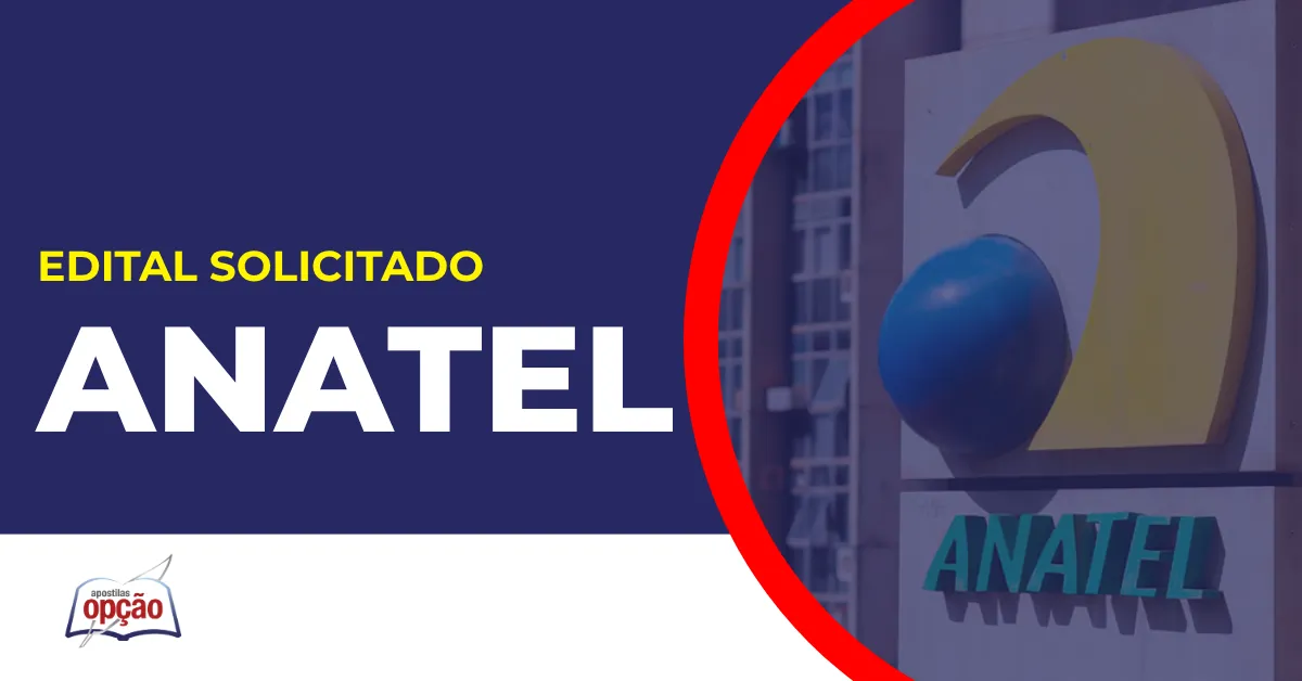 Imagem com fundo azul divulgando o Concurso Anatel