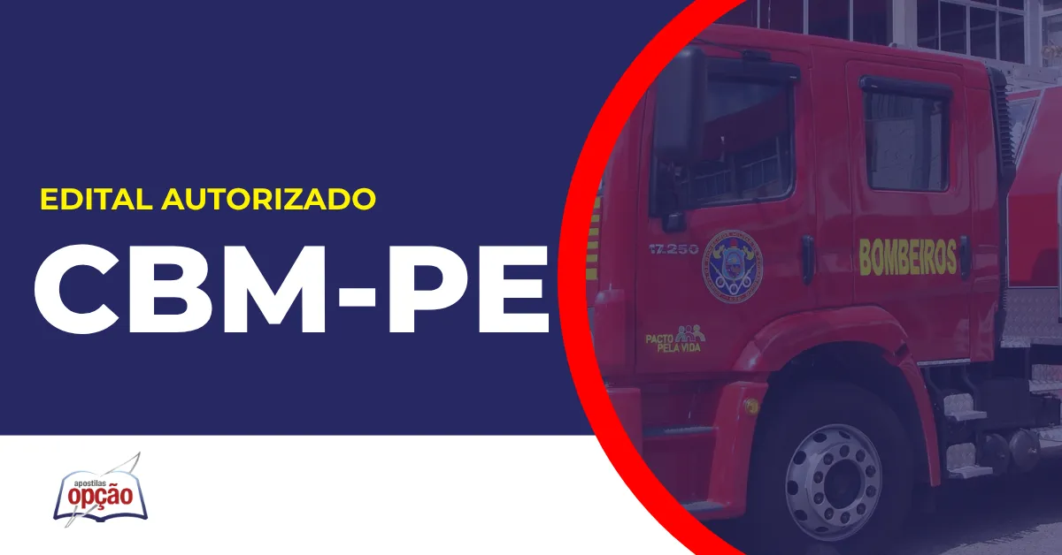 Imagem com fundo azul divulgando o Concurso Bombeiros PE 2026