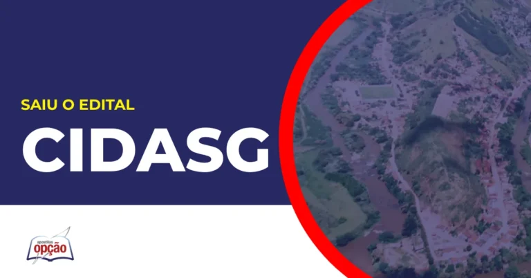 Imagem com fundo azul divulgando o Concurso CIDASG São Pedro do Suaçuí MG