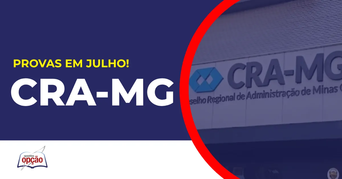 Imagem com fundo azul divulgando o Concurso CRA MG