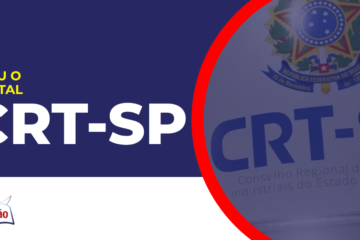 Imagem com fundo azul divulgando o Concurso CRT SP