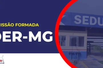 Imagem com fundo azul divulgando o Concurso DER MG