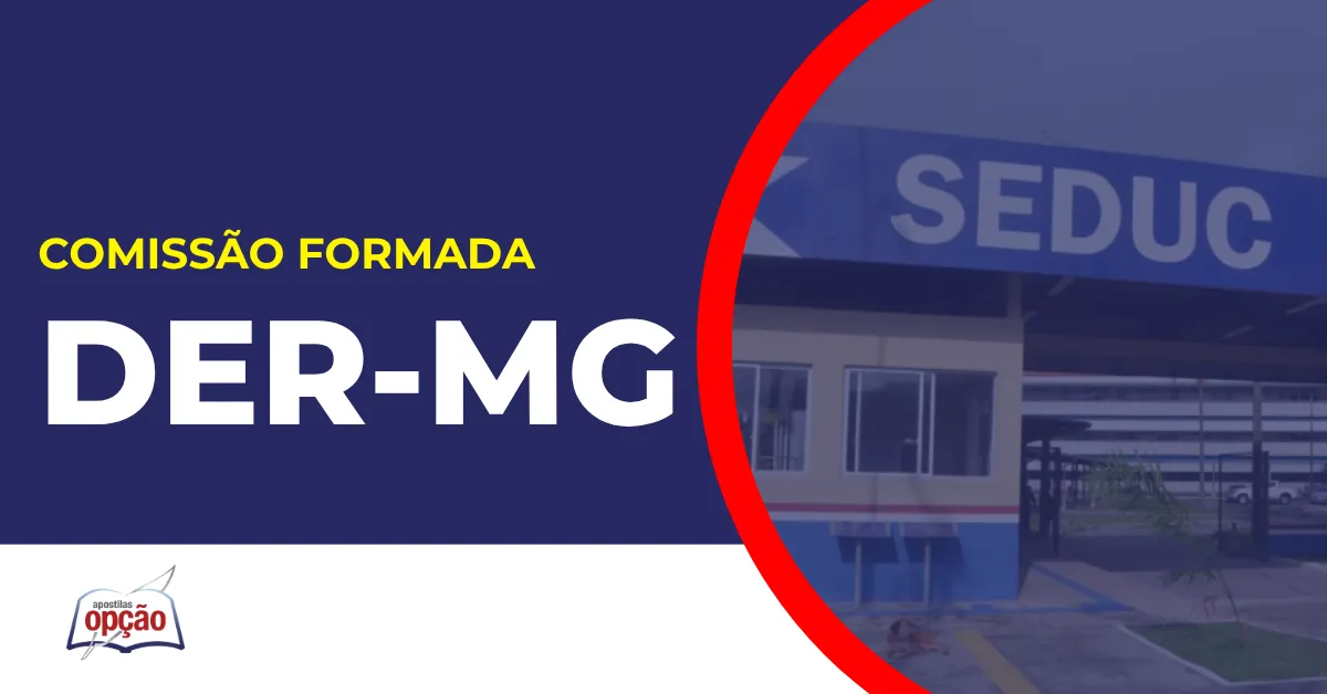 Imagem com fundo azul divulgando o Concurso DER MG