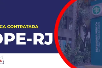 Imagem com fundo azul divulgando o Concurso DPE RJ