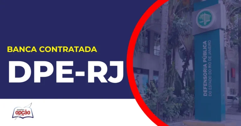 Imagem com fundo azul divulgando o Concurso DPE RJ