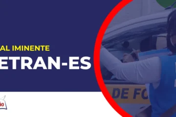 Imagem com fundo azul divulgando o Concurso Detran ES