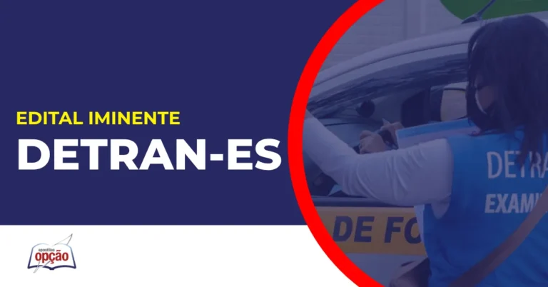 Imagem com fundo azul divulgando o Concurso Detran ES