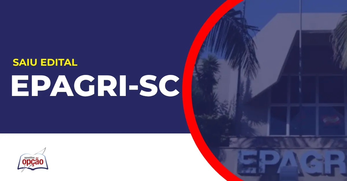 Imagem com fundo azul divulgando o Concurso Epagri SC 2026