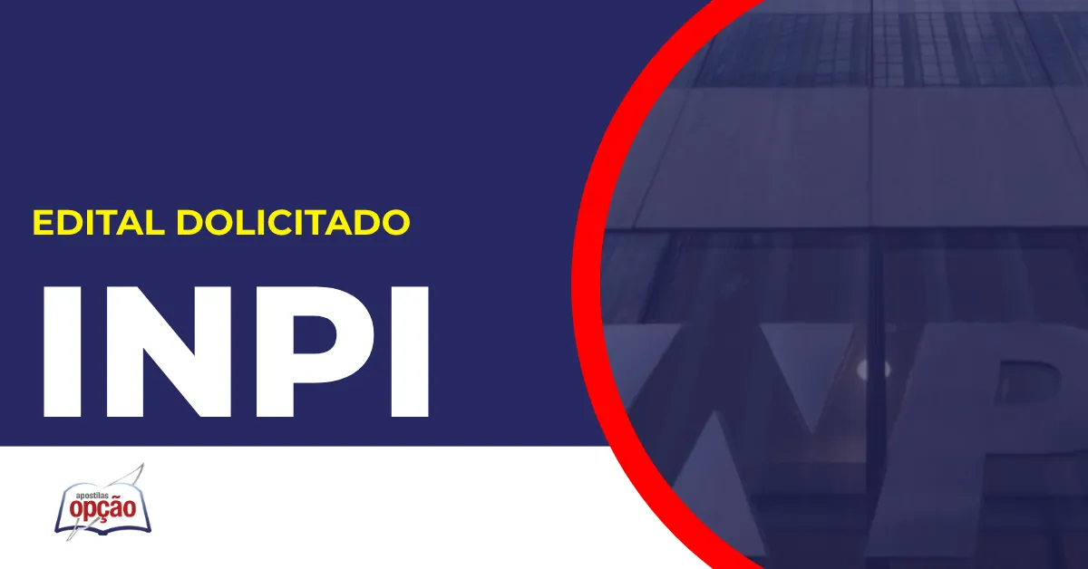 Imagem com fundo azul divulgando o Concurso INPI
