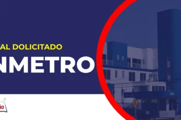 Imagem com fundo azul divulgando o Concurso Inmetro