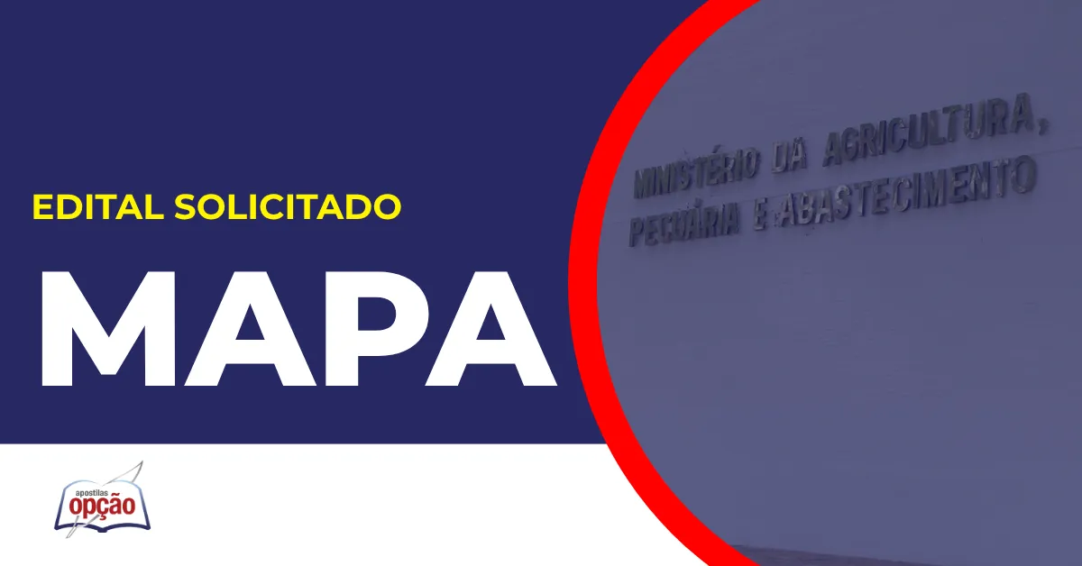 Imagem com fundo azul divulgando o Concurso Mapa