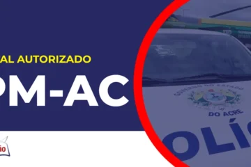 Imagem com fundo azul divulgando o Concurso PM AC