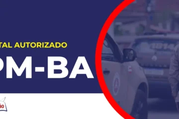 Imagem com fundo azul divulgando o Concurso PM BA 2026