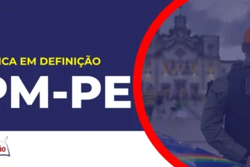 Imagem com fundo azul divulgando o Concurso PM PE