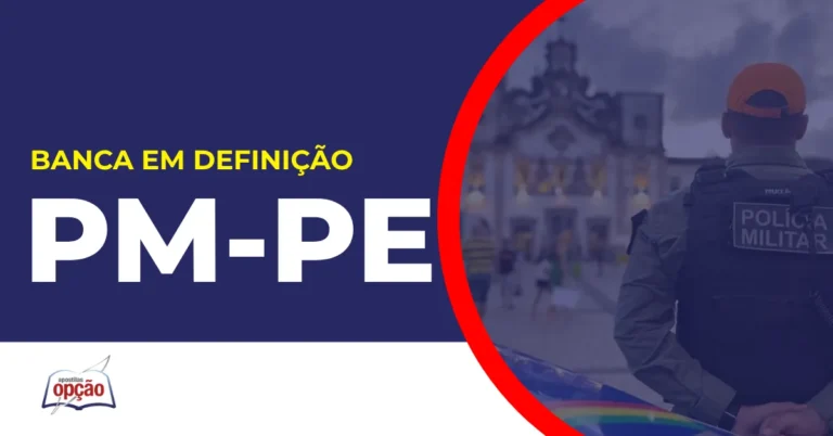 Imagem com fundo azul divulgando o Concurso PM PE
