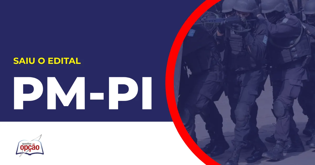 Imagem com fundo azul divulgando o Concurso PM PI 2026