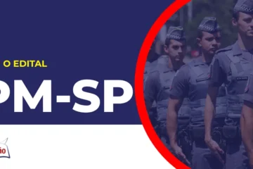 Imagem com fundo azul divulgando o Concurso PM SP Oficial