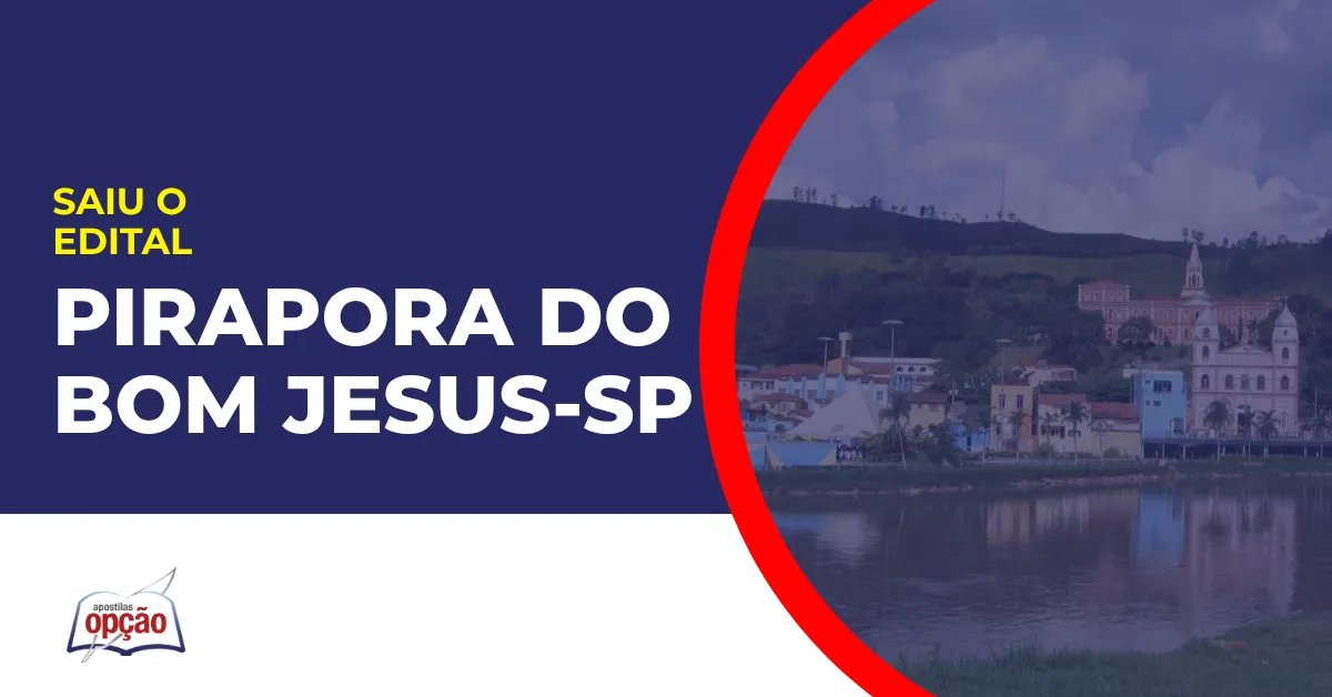 Imagem com fundo azul divulgando o Concurso Pirapora do Bom Jesus SP