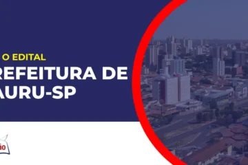 Imagem com fundo azul divulgando o Concurso Prefeitura de Bauru SP