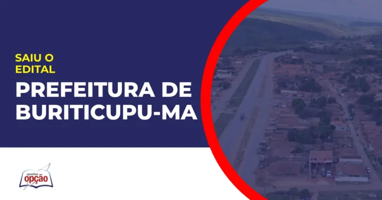 Imagem com fundo azul divulgando o Concurso Prefeitura de Buriticupu