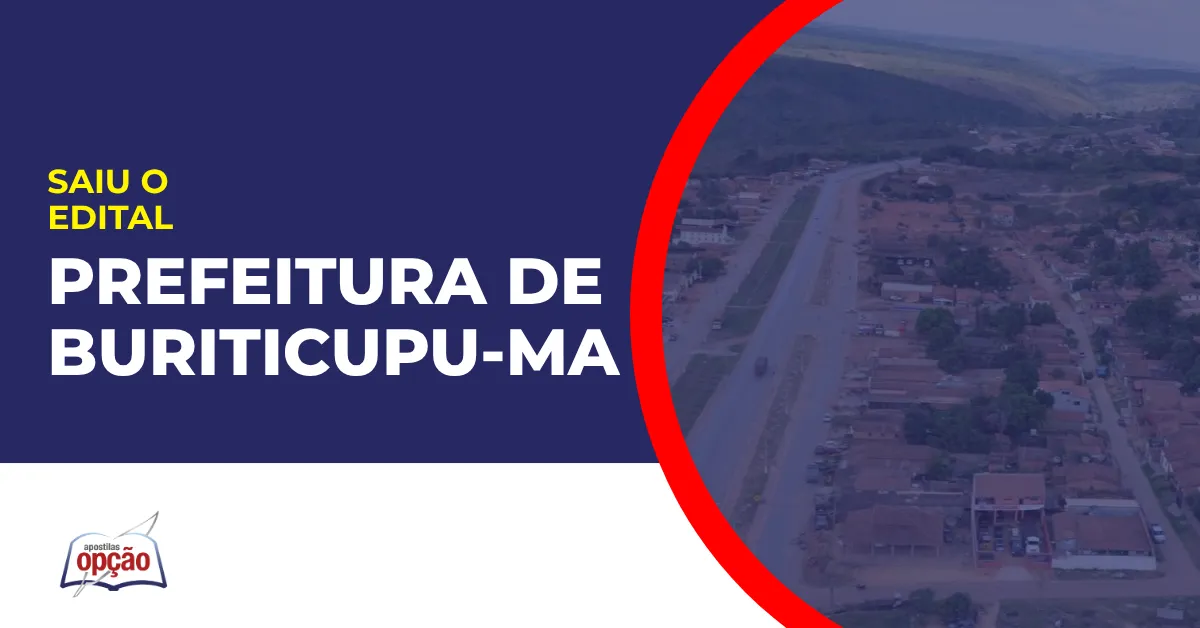 Imagem com fundo azul divulgando o Concurso Prefeitura de Buriticupu