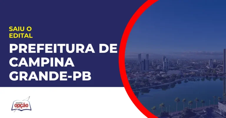 Imagem com fundo azul divulgando o Concurso Prefeitura de Campina Grande PB