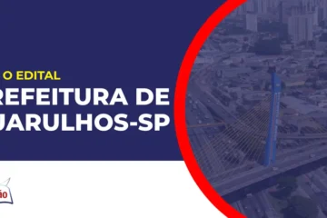 Imagem com fundo azul divulgando o Concurso Prefeitura de Guarulhos SP