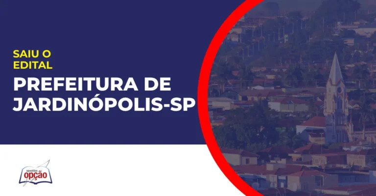 Imagem com fundo azul divulgando o Concurso Prefeitura de Jardinópolis