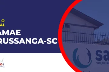 Imagem com fundo azul divulgando o Concurso SAMAE Urussanga SC