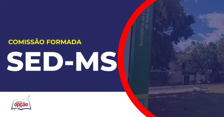 Imagem com fundo azul divulgando o Concurso SED MS