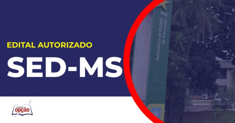 Imagem com fundo azul divulgando o Concurso SED MS