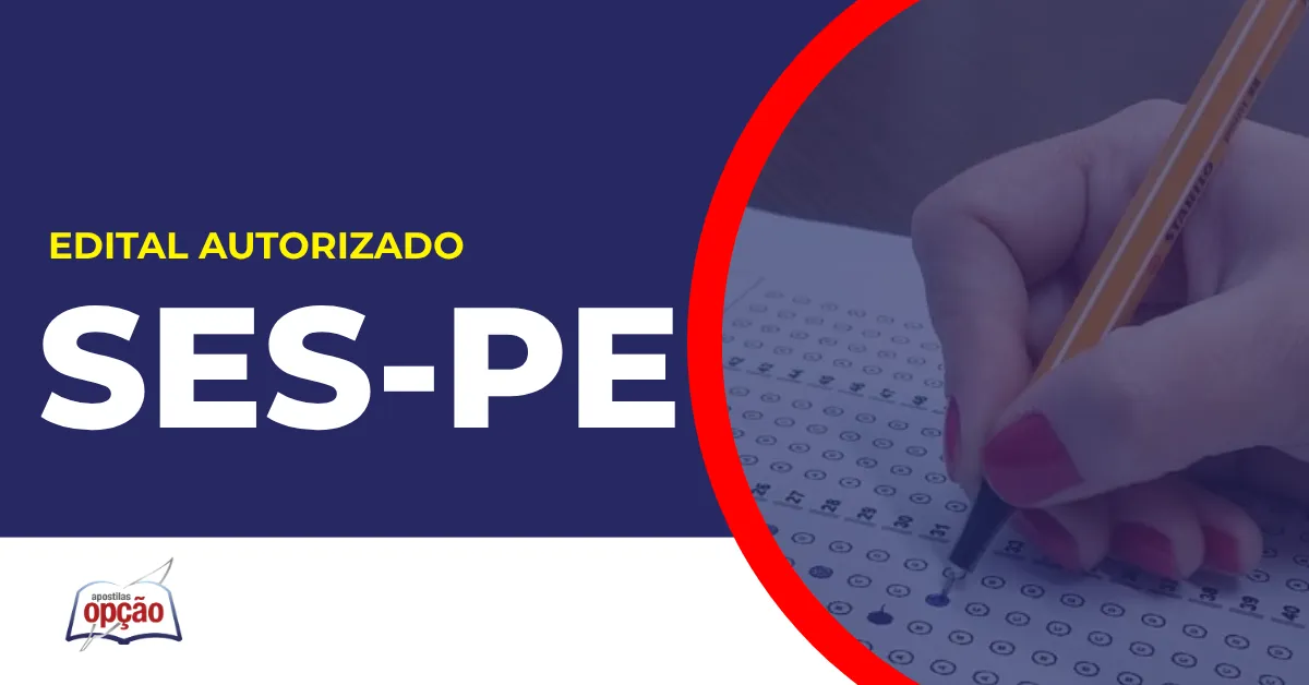 Imagem com fundo azul divulgando o Concurso SES PE 2026