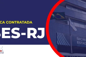 Imagem com fundo azul divulgando o Concurso SES RJ
