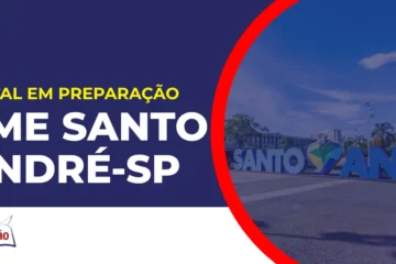 Imagem com fundo azul divulgando o Concurso SME Santo André SP