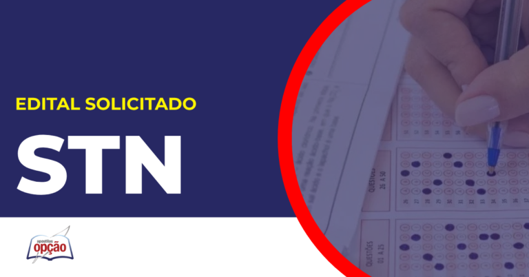 Imagem com fundo azul divulgando o Concurso STN