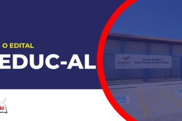 Imagem com fundo azul divulgando o Concurso Seduc AL