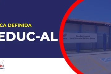 Imagem com fundo azul divulgando o Concurso Seduc AL