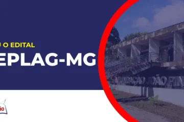 Imagem com fundo azul divulgando o Concurso Seplag MG