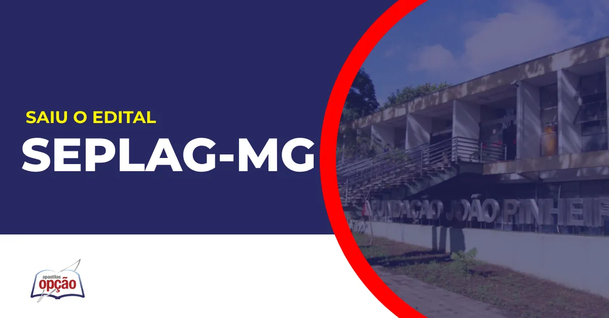 Imagem com fundo azul divulgando o Concurso Seplag MG