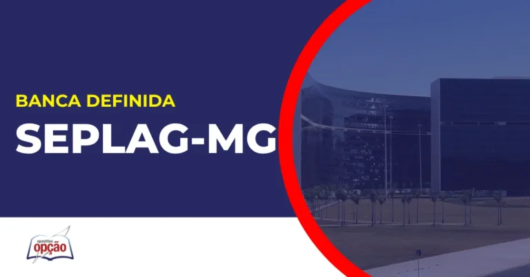 Imagem com fundo azul divulgando o Concurso Seplag MG